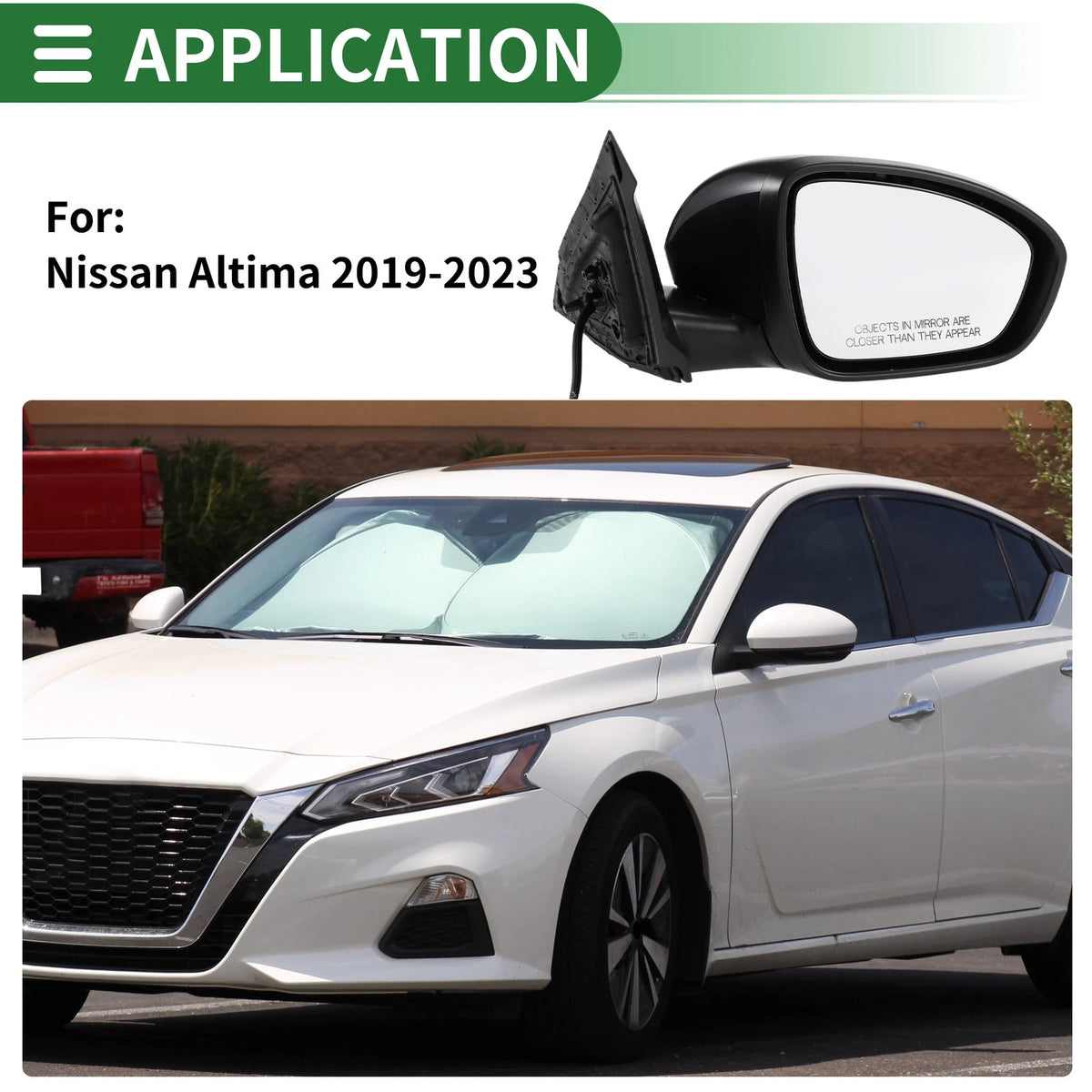 Right Side Door Mirror for Nissan Altima 2019-2023 Manual Folding Black