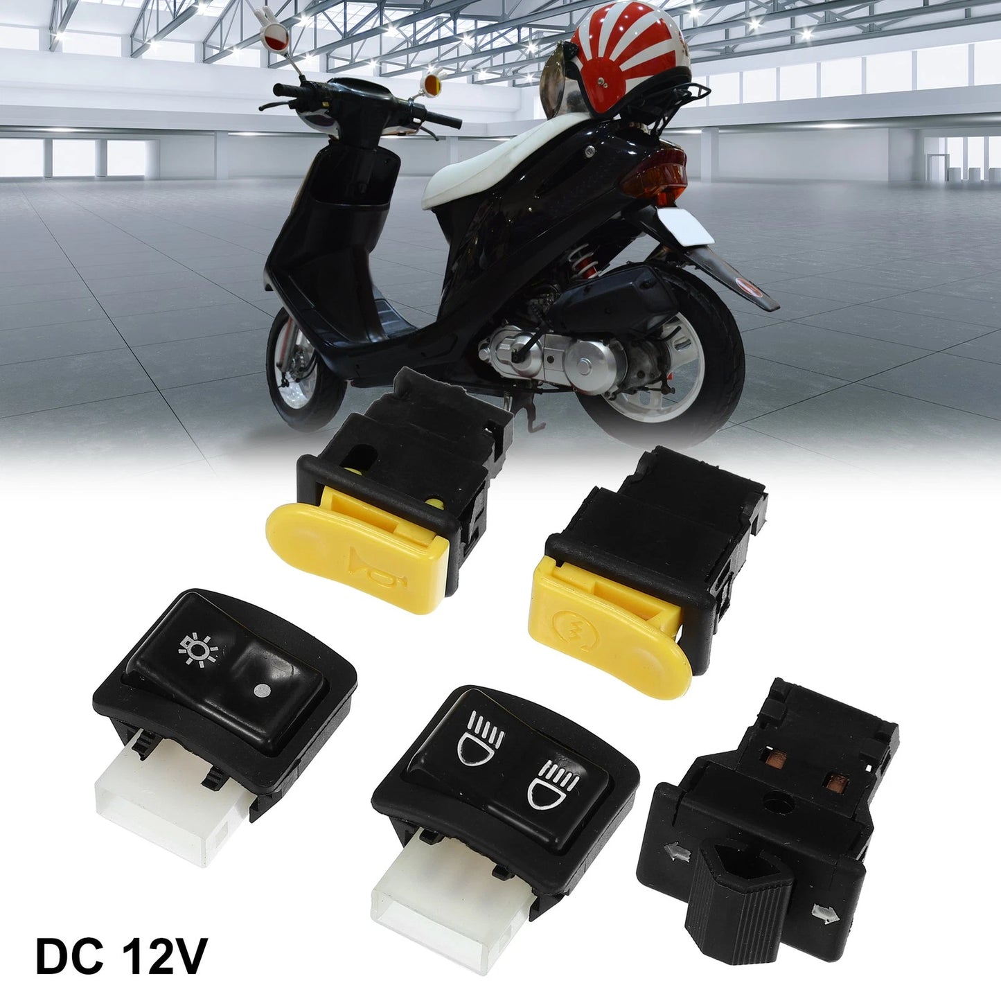 1 Set Motorcycle Handlebar Switches Start Switch Set for Honda Black Yellow