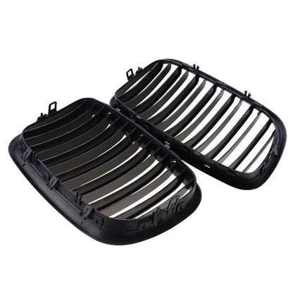 2 x Front Kidney Grilles Matte Black for BMW E70 E71 X5 X6 (2007-2013)