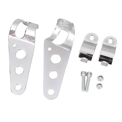 Fork Mount Headlight Brackets for Cafe Racer Bobber Chopper Silver