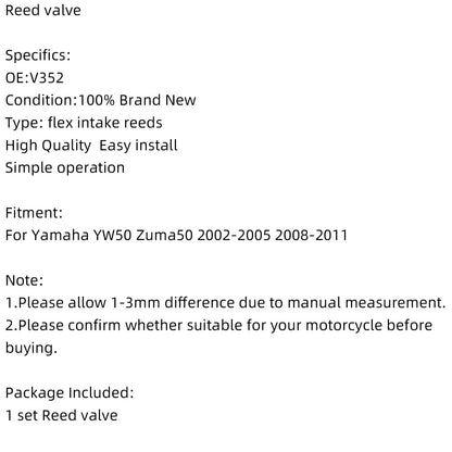 Reed Valve System for Yamaha YW50 Zuma50 (2002-2011)
