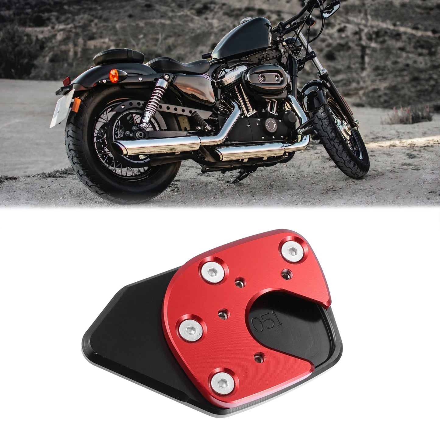 Kickstand Extension Enlarger Pad Side Stand Black Red for Honda