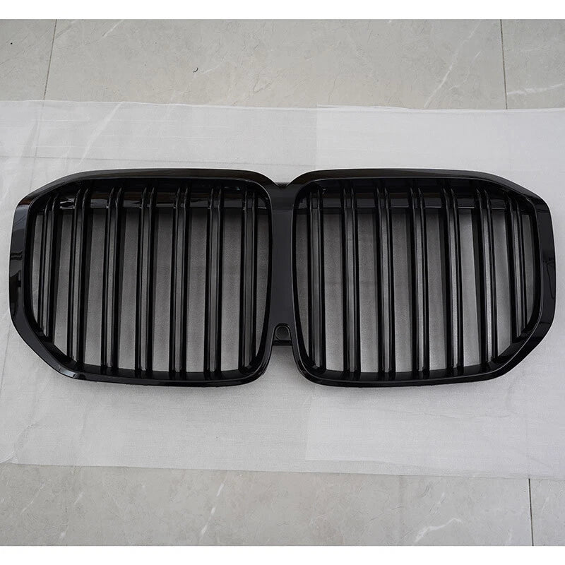 Dual Slats Front Bumper Kidney Grille for BMW X7 G07 M50i 2019-2022 Gloss Black