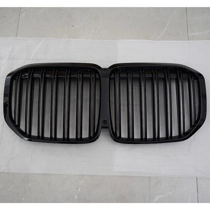 Dual Slats Front Bumper Kidney Grille for BMW X7 G07 M50i 2019-2022 Gloss Black