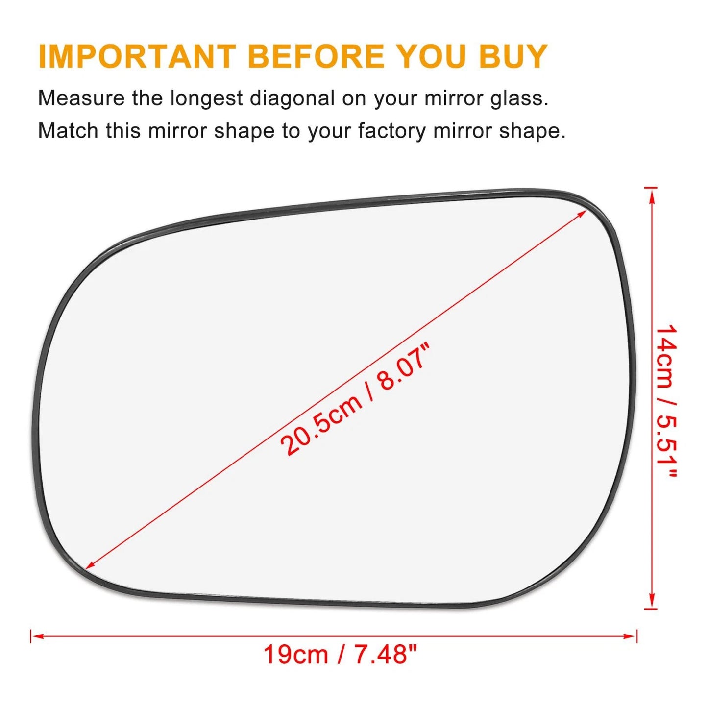 Left Driver Side Non-Heated Mirror Glass Backing for Toyota RAV4