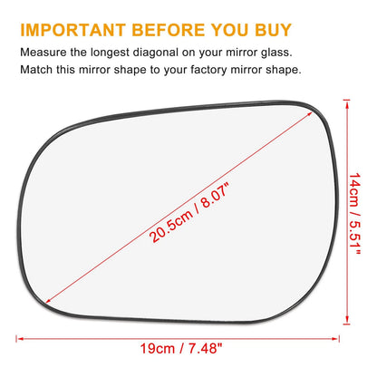 Left Driver Side Non-Heated Mirror Glass Backing for Toyota RAV4