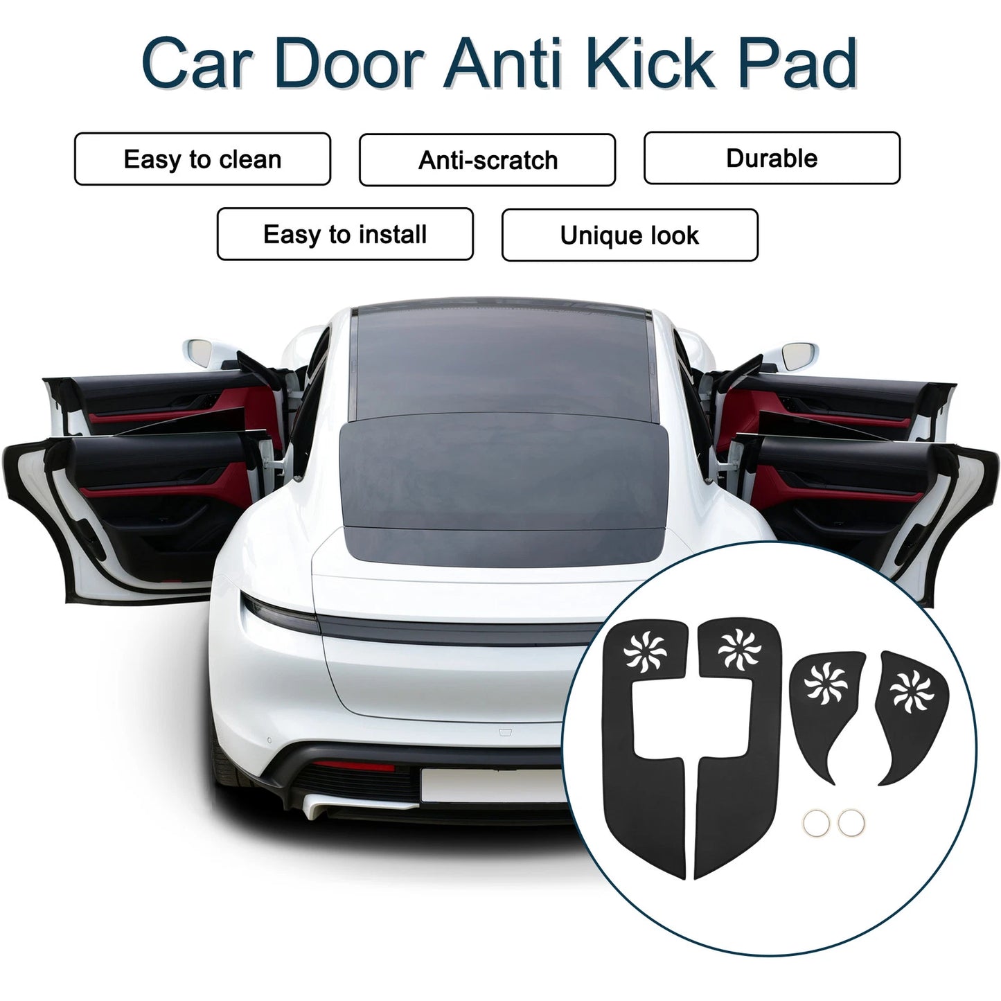 Car Door Anti Kick Pad Sticker Protector for Lexus CT200H (2011-2014) Black