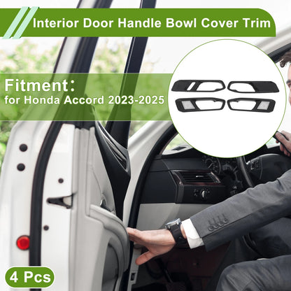 Interior Door Handle Bowl Cover Trim for Honda Accord (2023-2025) 4 x ABS