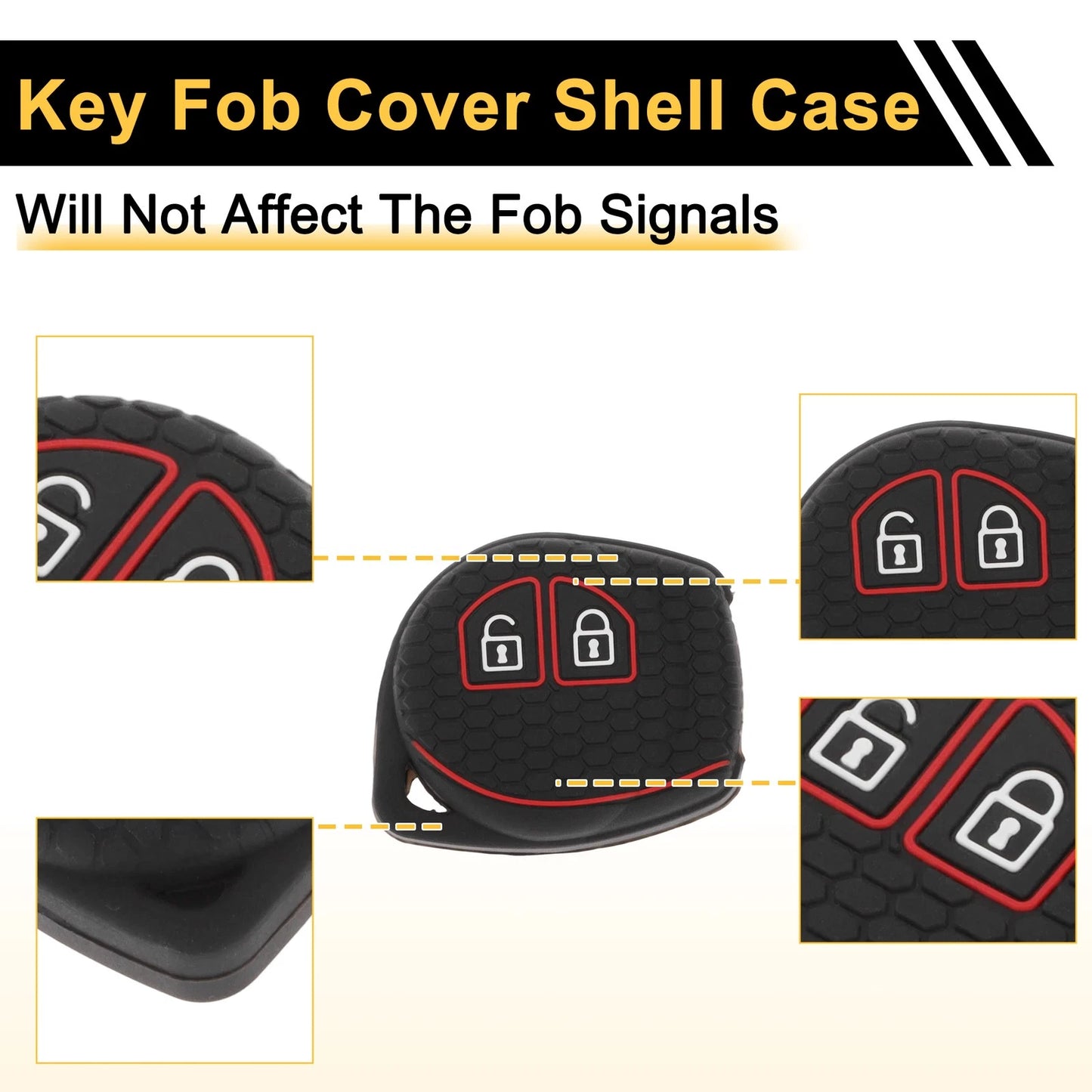 Black Red Line Key Case for Suzuki Alto - 2 Buttons (2009-2014)