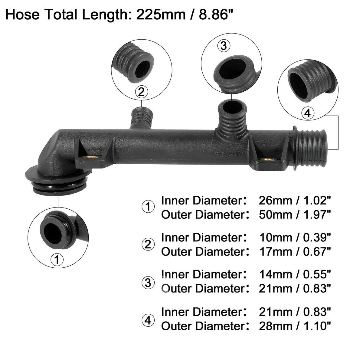 Radiator Coolant Water Hose for BMW 318i (1991-1998)