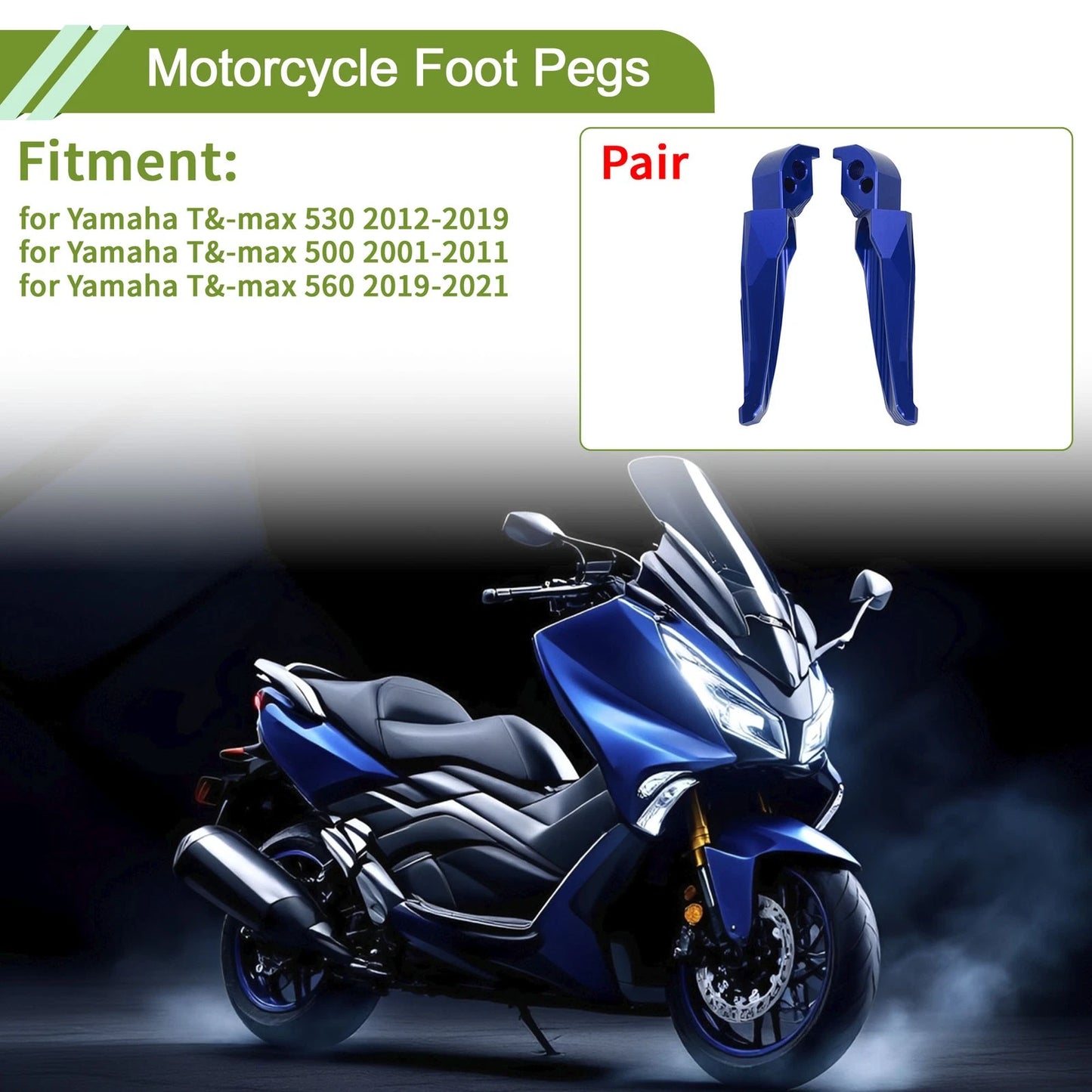 Foot Pegs Aluminum Alloy Blue for Yamaha Tmax 530 (2012–2019)