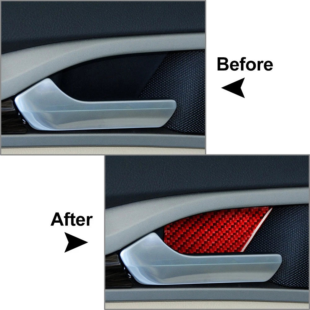 4x Door Handle Bowl Panel Cover Trim for Ford Mondeo (2013-2019) Carbon Fiber