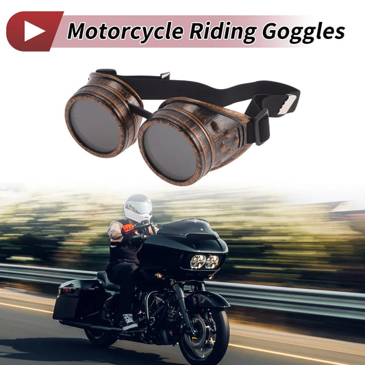 1 Pc Motorcycle Riding Goggles Black Lens Brass Frame Glass ABS for Motorcycle