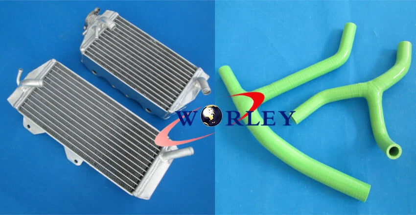 Aluminum Radiator & Green Silicone Hose for Kawasaki KX450F KXF450 (2006-2008)