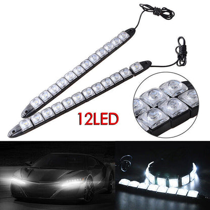 2 x White 12-LED Fog Daytime Running Lights for Car (DC 12V)