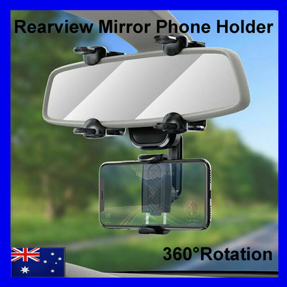360° Rotation Phone Holder Rear-view Mirror Mount for Car Truck Smartphone GPS