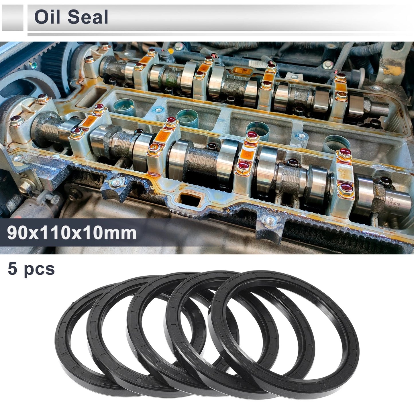 Oil Seal 90x110x10mm 5 Pcs Seal Ring Rotary Shaft Nitrile Rubber