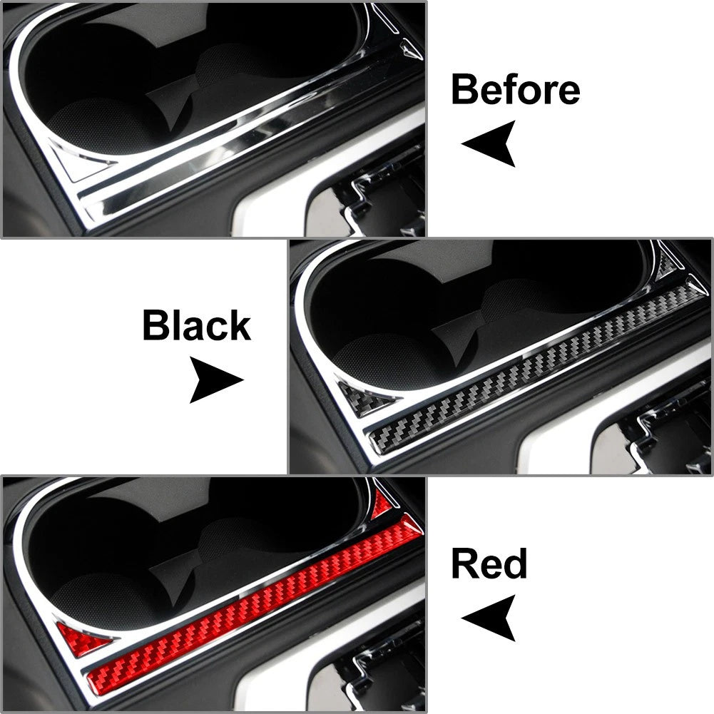 Black Carbon Fiber Cup Holder Panel Trim for Toyota Tundra (2014-2021)