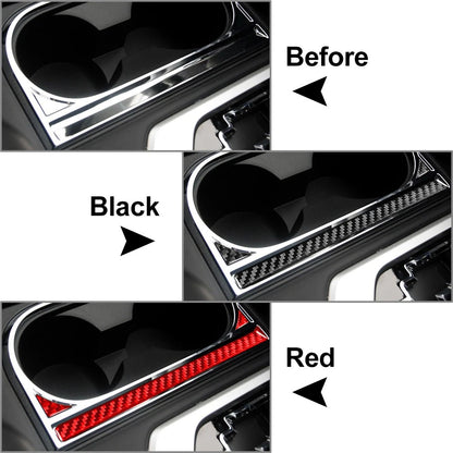 Black Carbon Fiber Cup Holder Panel Trim for Toyota Tundra (2014-2021)