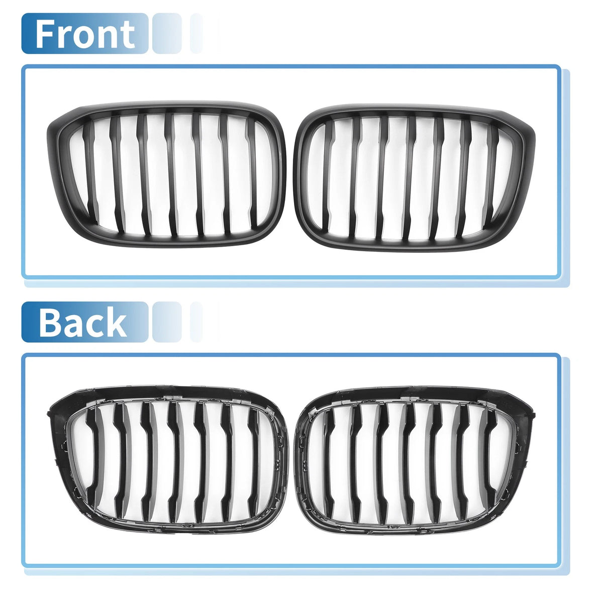 Front Upper Bumper Grille Matte Black Signal Slat for BMW X3 G01 (2020-2023)