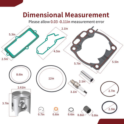 66.4mm Piston w/ Rings Gasket Kit for Yamaha YZ250 (2005–2024)