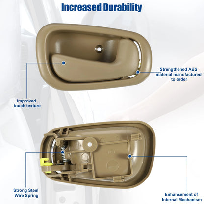 2 x Front Rear Interior Door Handles for Toyota (Beige)
