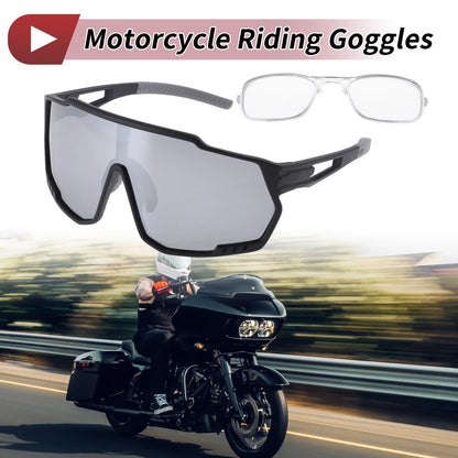 Motorcycle Riding Goggles Black Frame Gray Lens PC Sunglasses for Motorcycle