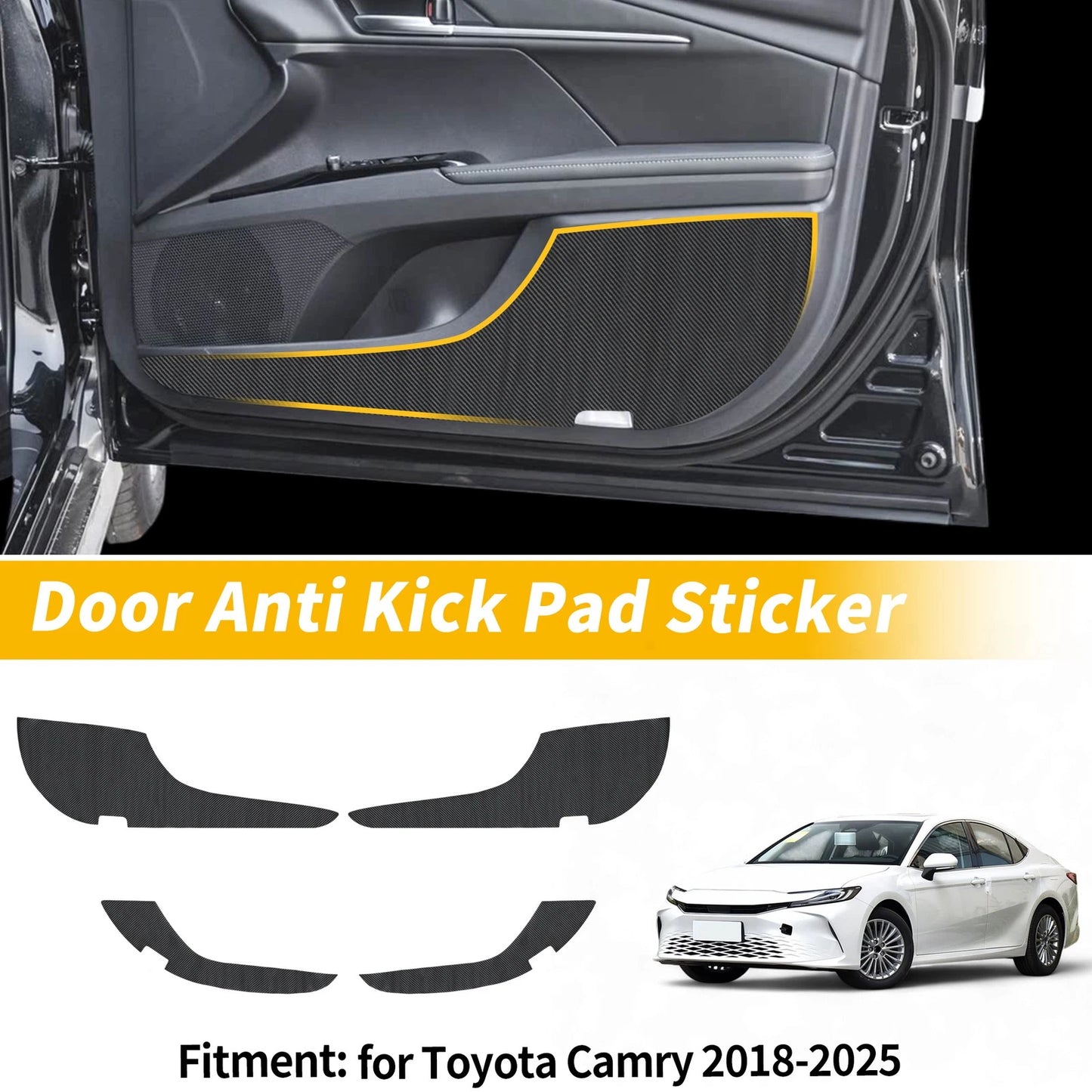 Car Door Anti Kick Pad Sticker Scratch Protector for Toyota Camry (2018-2025)