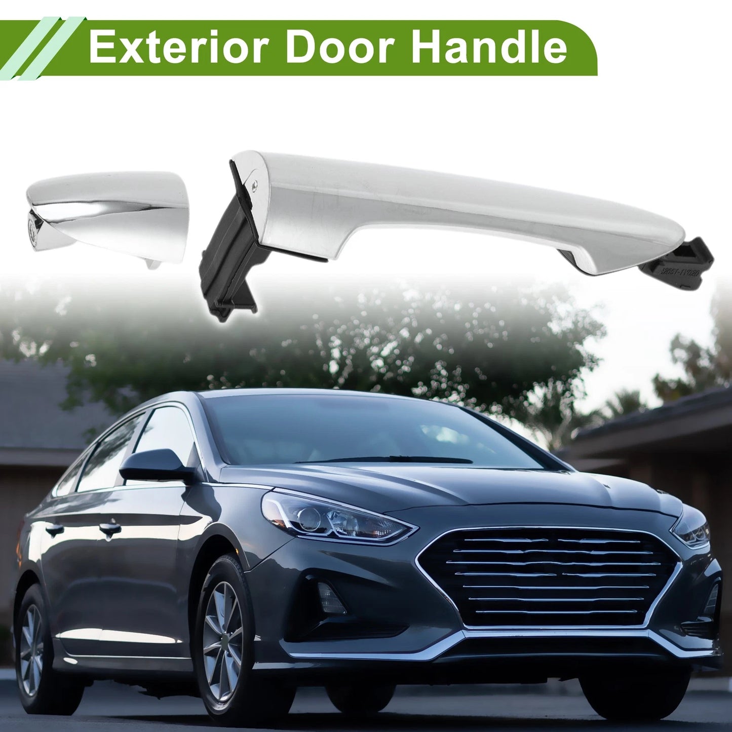 Silver Tone Rear Left Exterior Door Handle for Hyundai Kia Picanto (2011-2016)