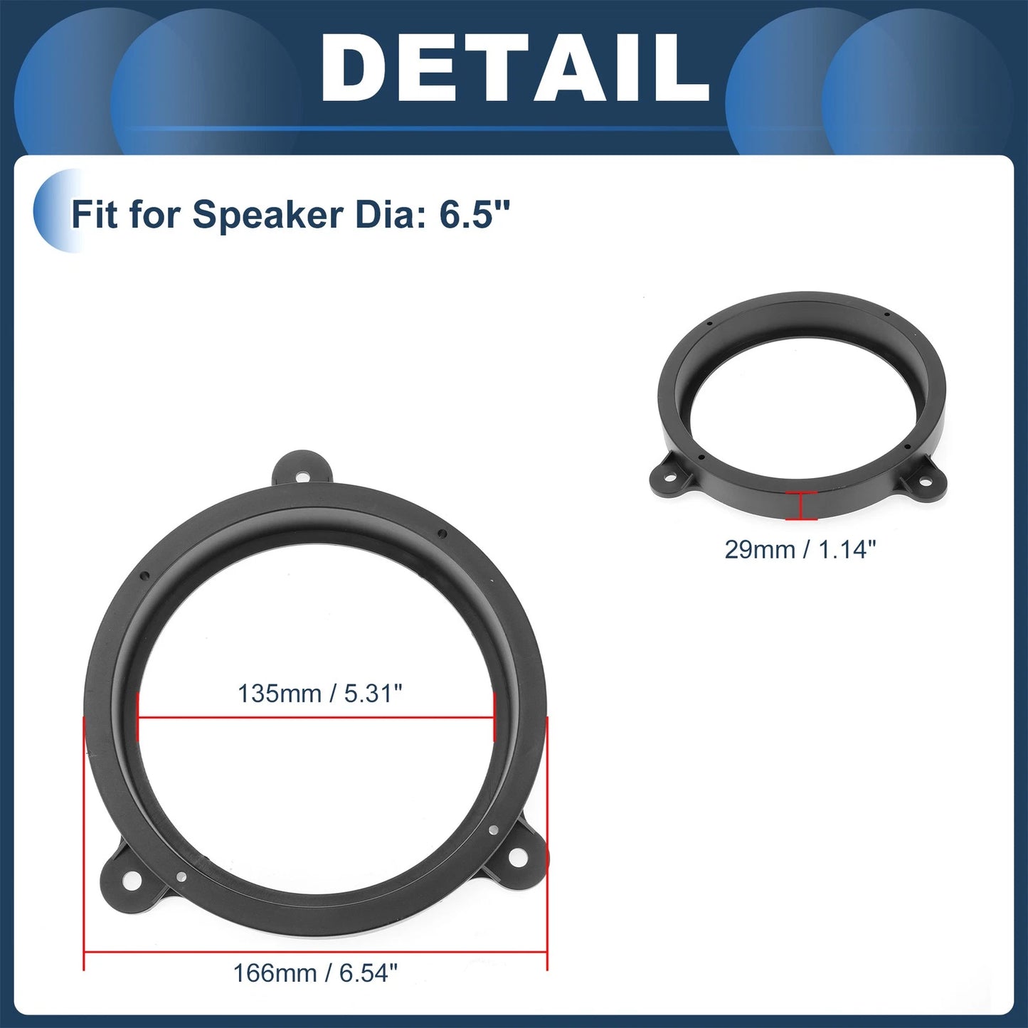 6.5" Speaker Spacer Ring Adaptor for Subaru  -  Pcs
