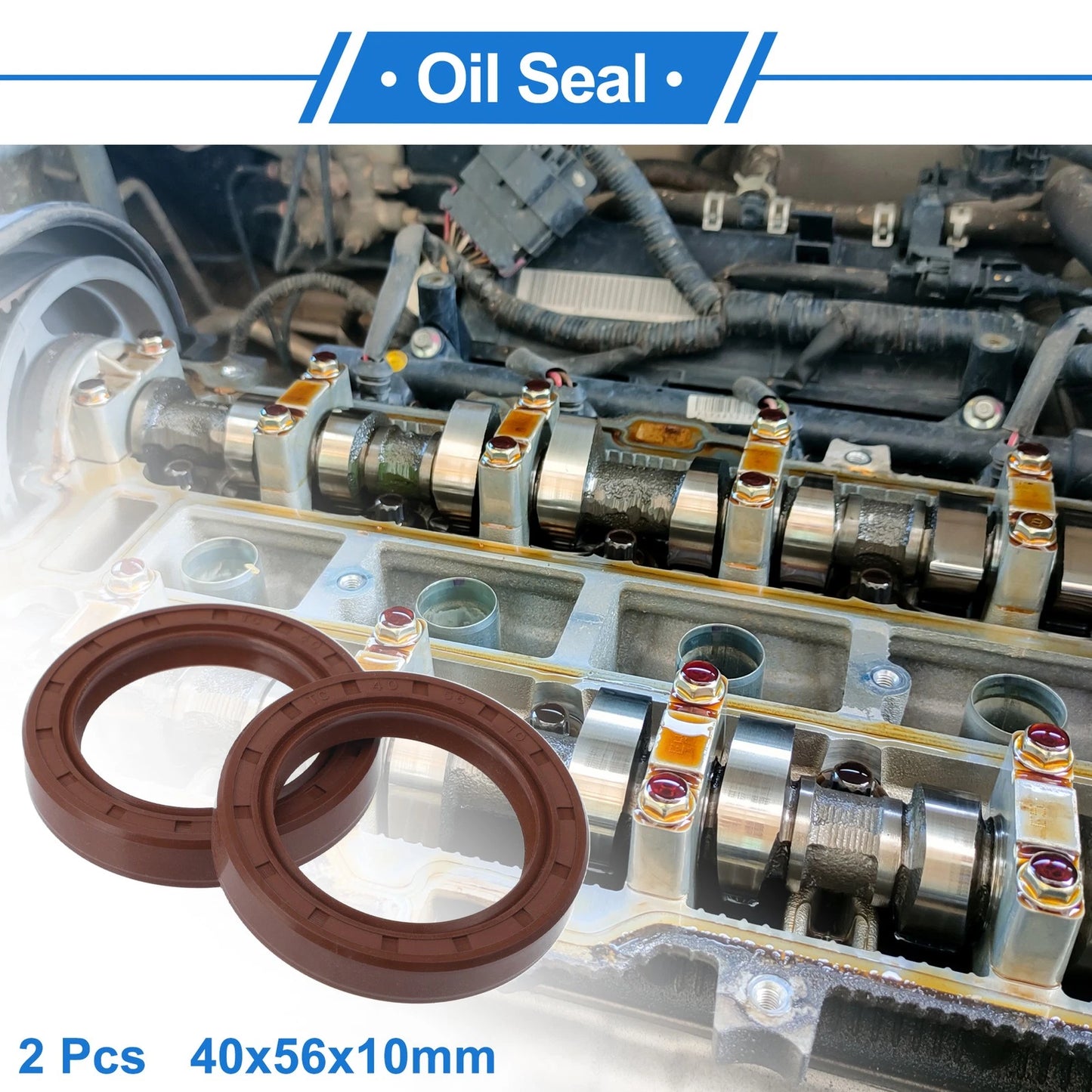 Oil Seal Rotary Shaft Seal 40x56x10mm FKM Rubber Brown 2 x Pcs