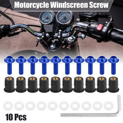 10pcs Windscreen Screws M5 5mm Fairing Bolt Blue for Motorcycle