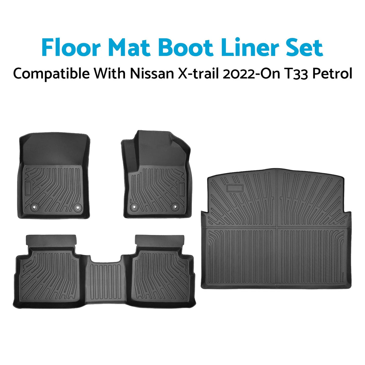 TPE Car Floor Mat Boot Liner Set for Nissan X-Trail (2022-On)