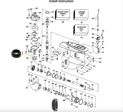 Lower Unit Seal Kit for Johnson Evinrude 2-Cyl Engine 40-50HP 1989-2005