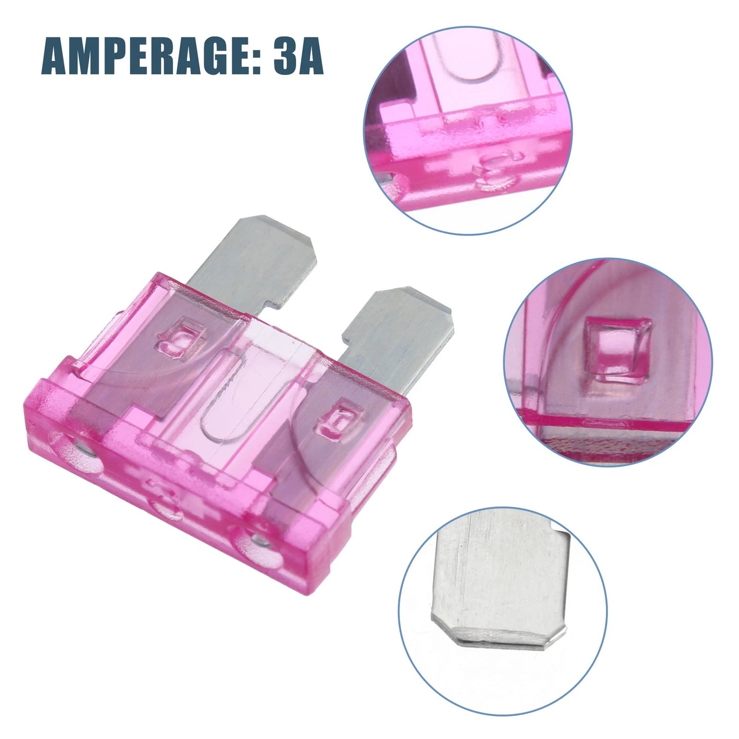 50pcs Mini Blade Fuses 3A for Car Boat Truck SUV Motorcycle Purple