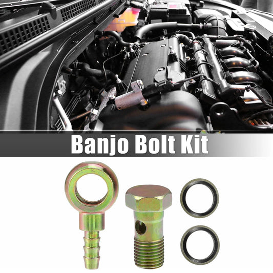 M14x1.5 Banjo Bolt Kit with Copper Washers for Motorcycle Bronze Tone