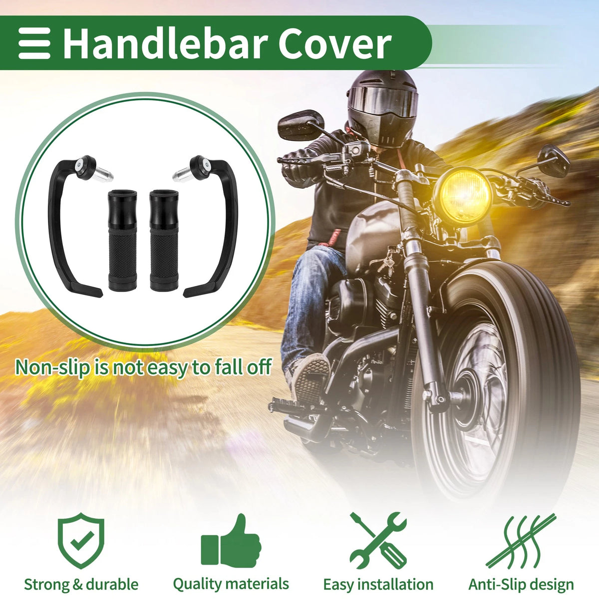 Motorcycle Hand Grips Cover End Handlebar Aluminum Alloy Black