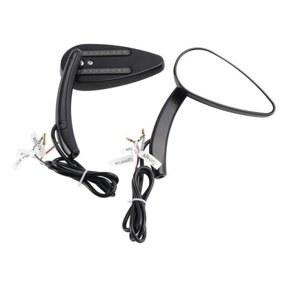 Black Mirrors Pair with Indicators for Harley Davidson Softail Dyna (2000-2023)