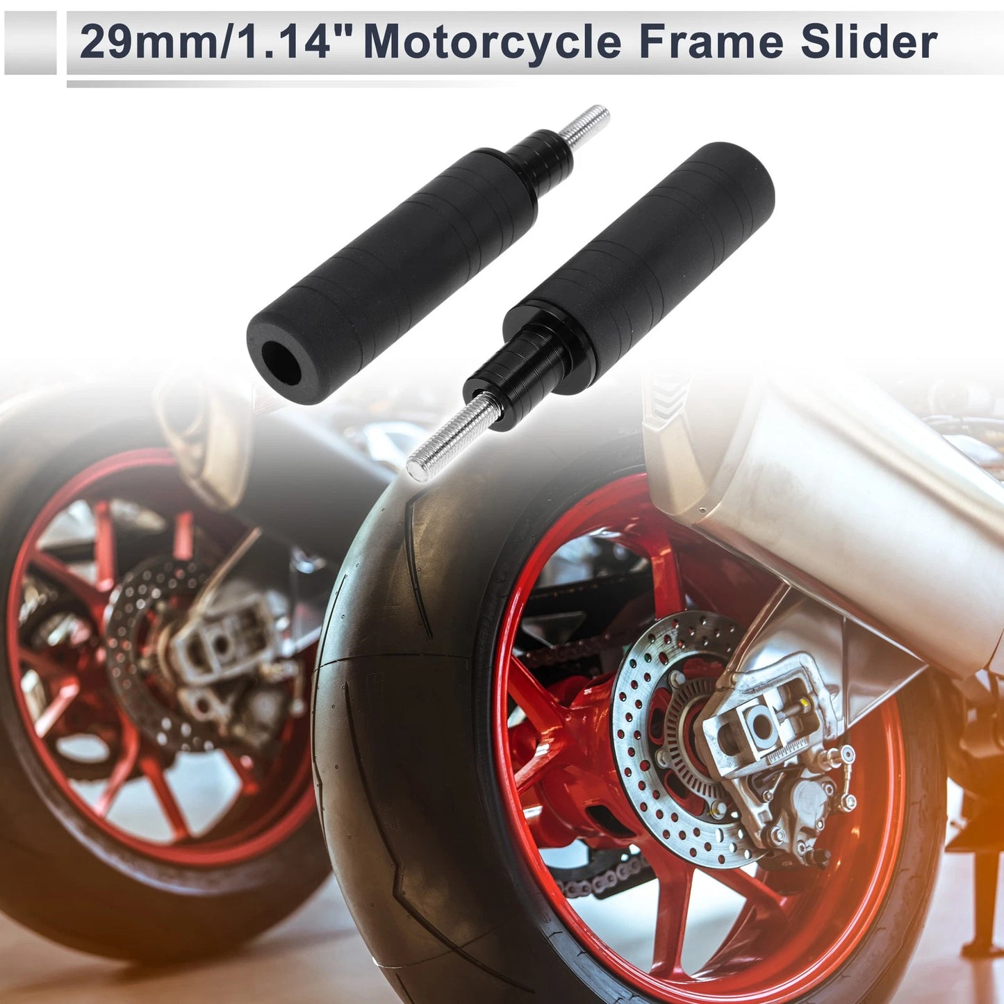 0.67" Aluminum Alloy Plastic Motorcycle Frame Sliders 2 x Black for Motorcycle