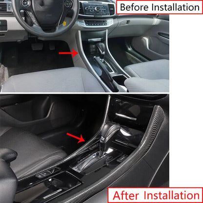 2 x Carbon Fiber Center Gear Shift Side Strip Trim for Honda Accord (2013–2017)