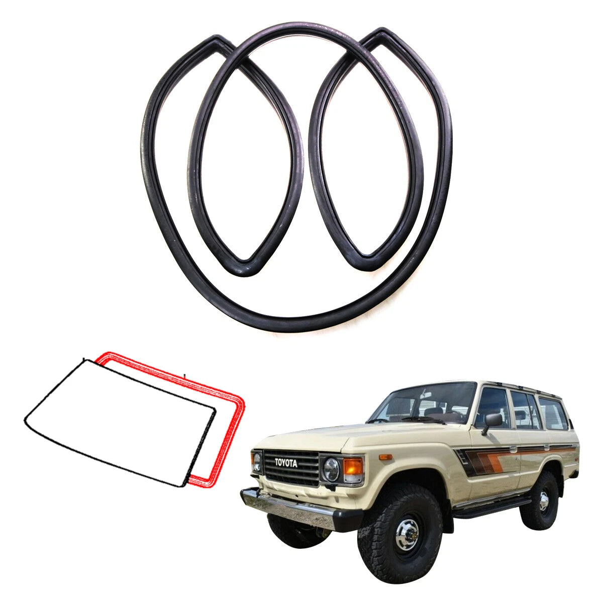 Front Windshield Weatherstrip for Toyota Land Cruiser BJ60 FJ62 HJ60 HJ61 1987-1992