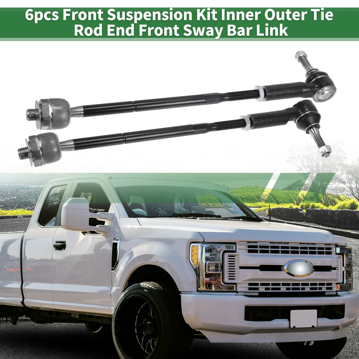 6 x Front Suspension Kit Tie Rod Ends & Sway Bar Links for Ford Mustang (2011-2014)