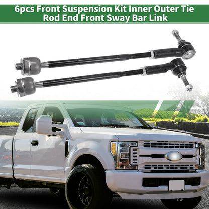 6 x Front Suspension Kit Tie Rod Ends & Sway Bar Links for Ford Mustang (2011-2014)