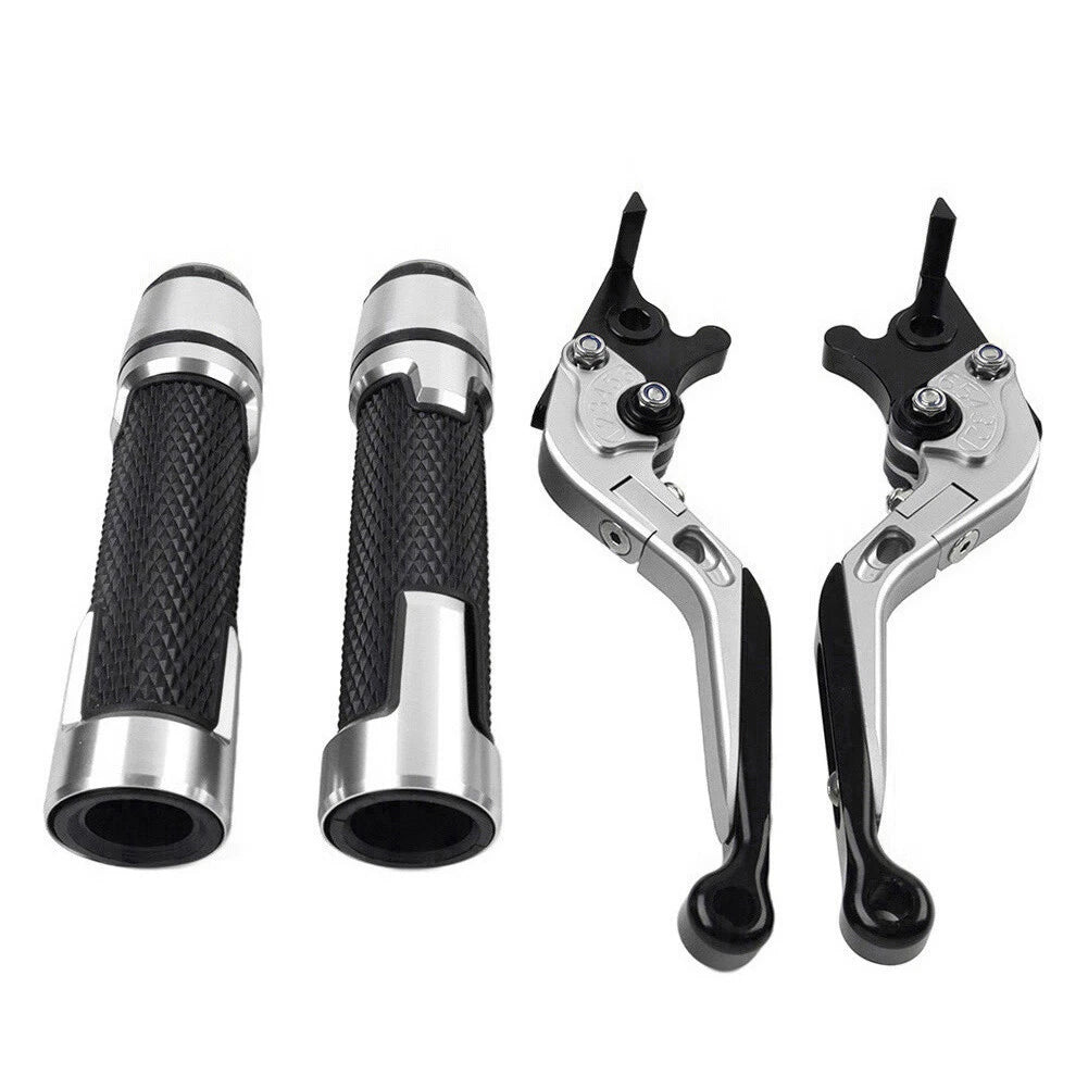 Silver Extendable Brake Clutch Lever Grip Set for Yamaha YZF R3 MT-03 (2015-2023)