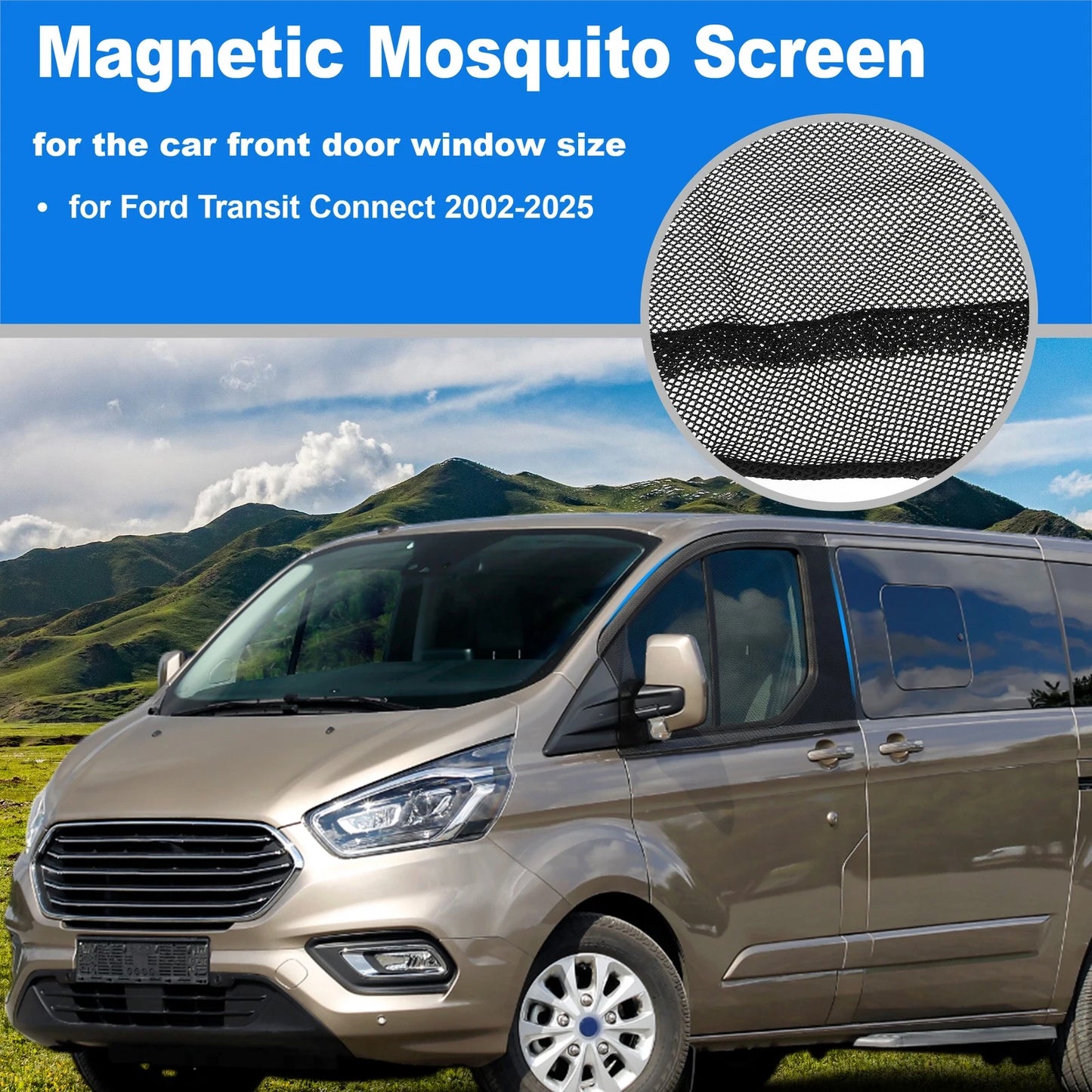 Magnetic Mosquito Screen 47x31in for Ford Transit Connect (2002-2025)