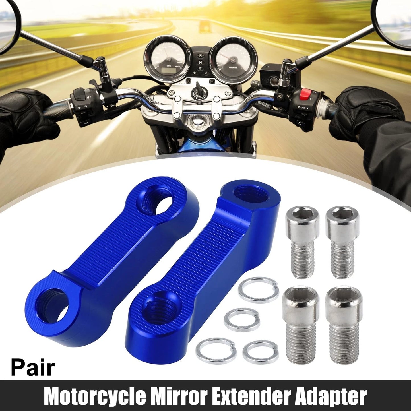 Pair 10mm 8mm Mirror Extender Adapter for Honda Yamaha
