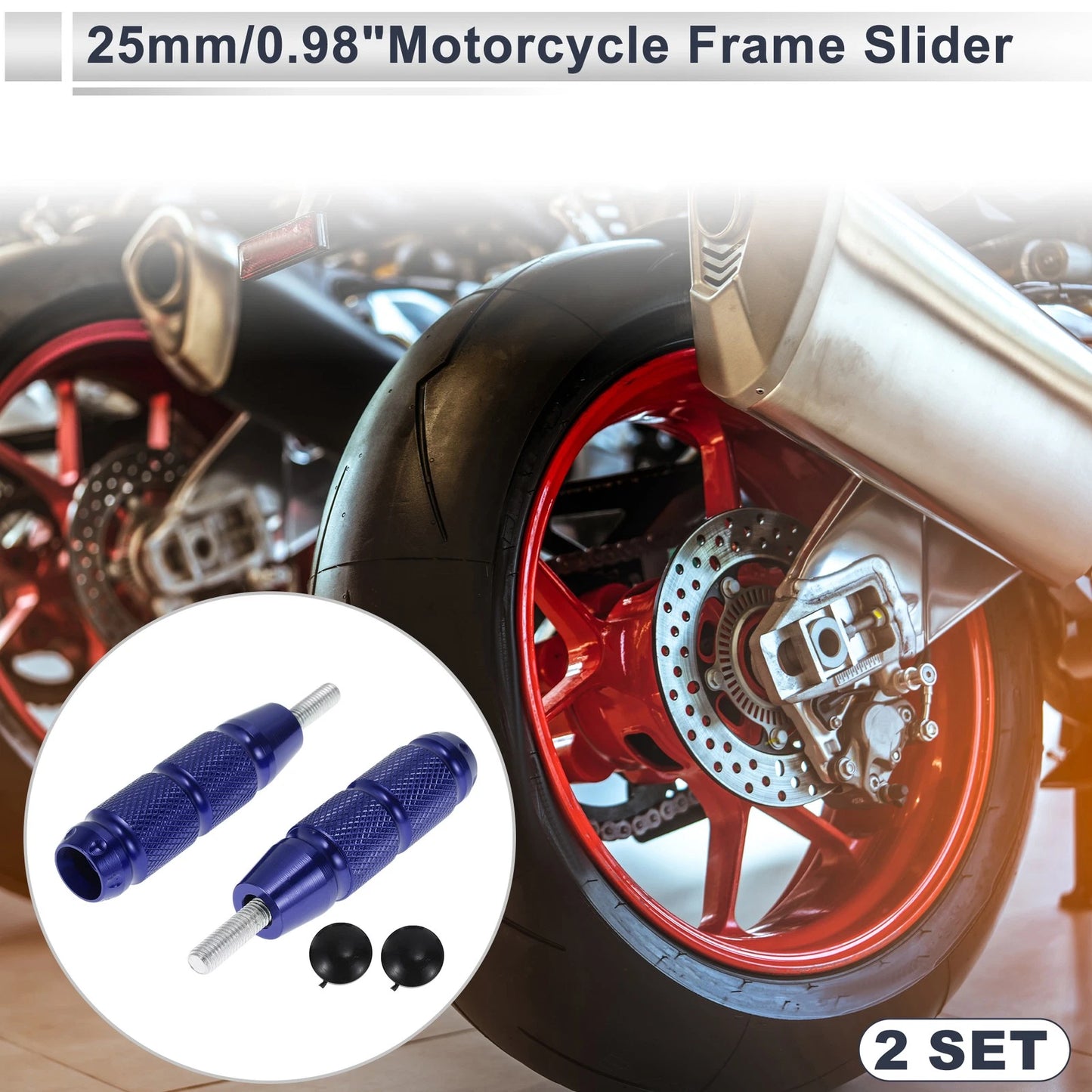 2 x 0.71" Aluminum Alloy Plastic Motorcycle Slider Frame Blue for Make Model