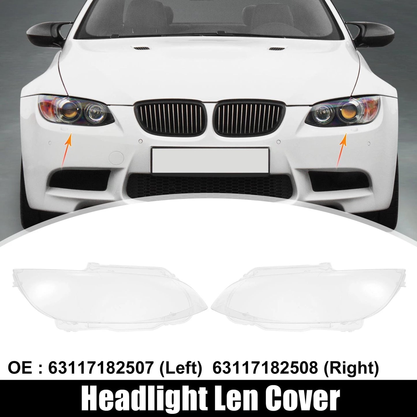 1 Pair Front Headlight Lens Cover PC Shell for BMW M3 (2008-2013)