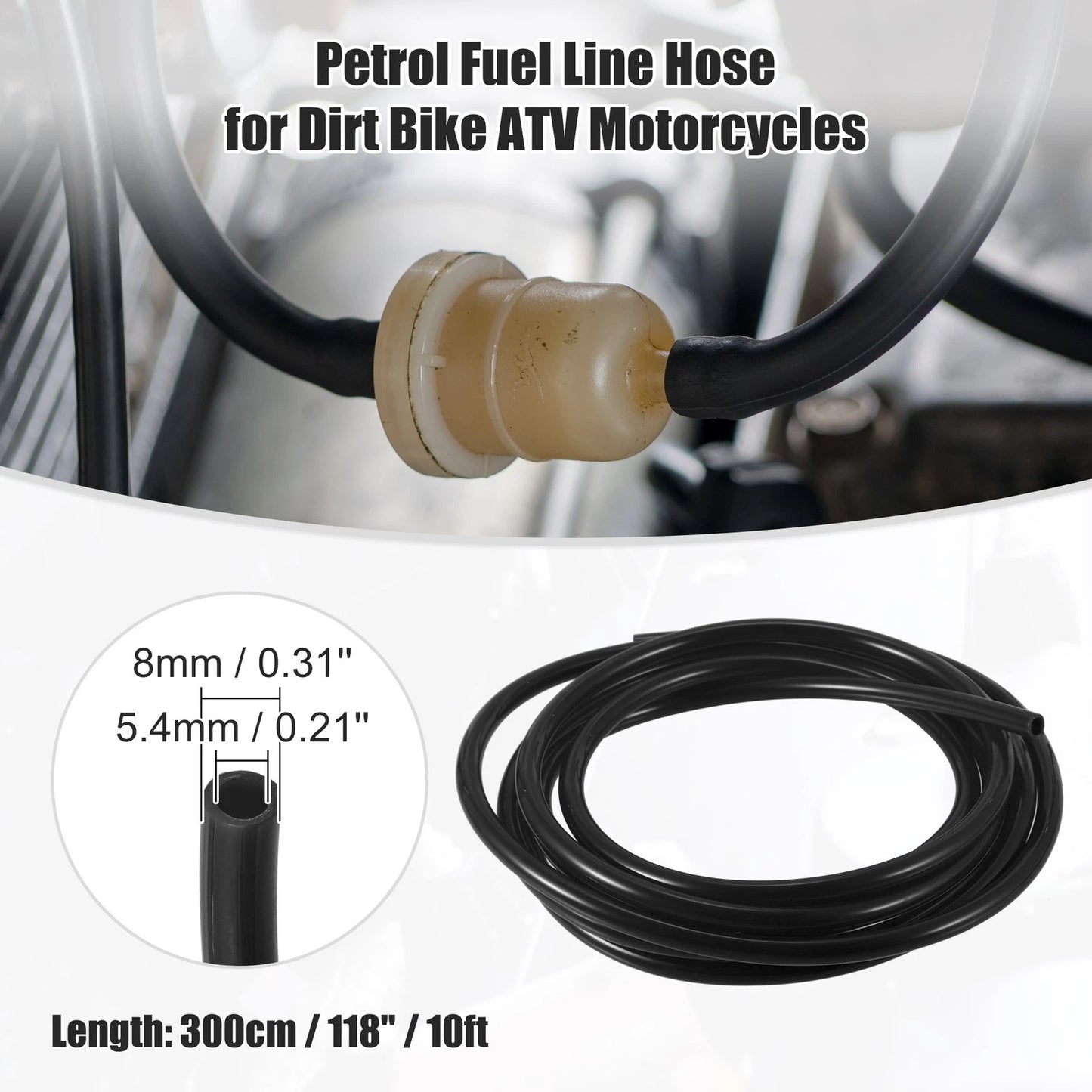 Fuel Vent Line Hose 0.31'' x 10ft Black for Motorcycle