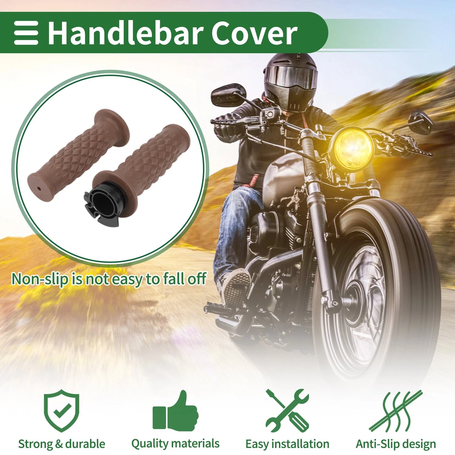 7/8" 22mm Hand Grips TPU Light Brown for Motorcycle